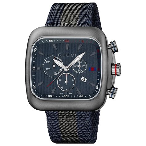 mens gucci ya crystal face perforated leather band watch|Gucci watches for men.